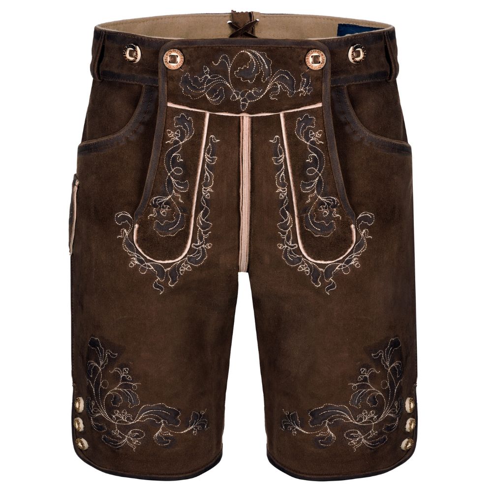 2-piece Leather German online Oktoberfest Lederhosen Shorts Black