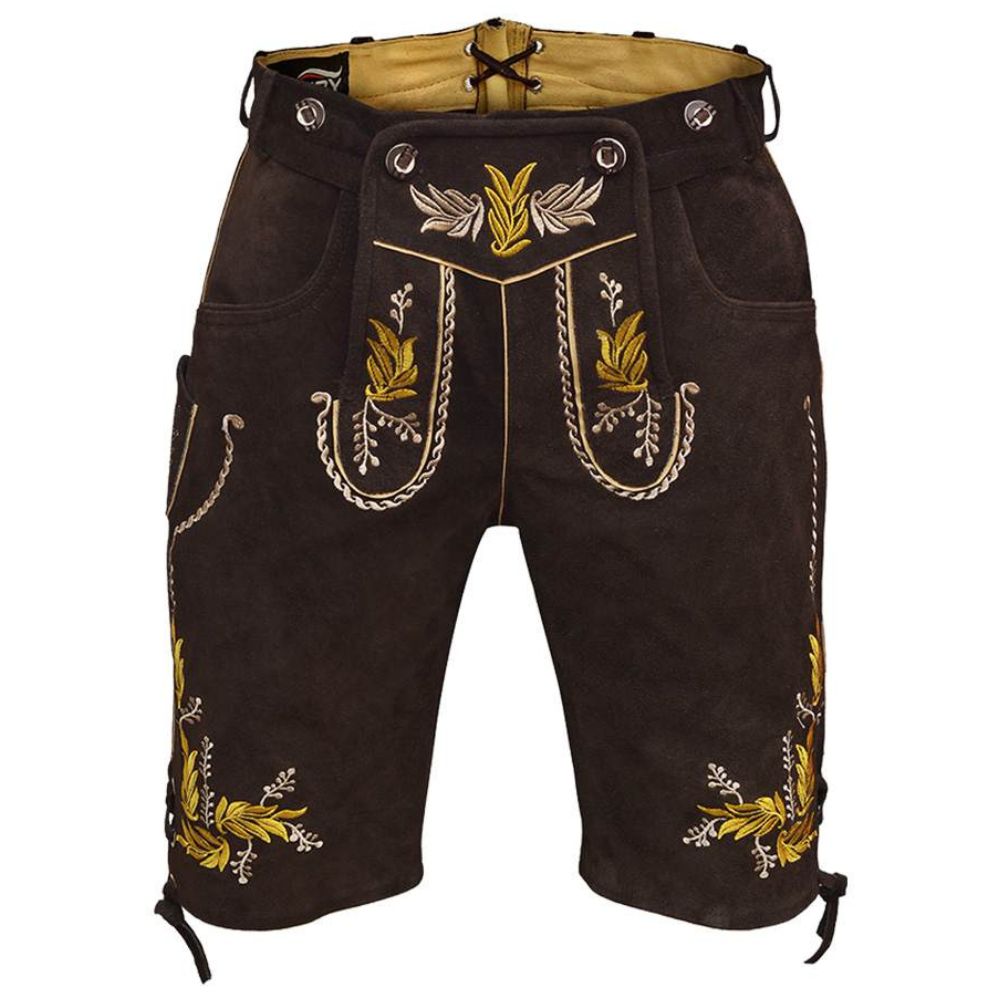 Bavarian Lederhosen Shorts Men in Dark Brown 2024