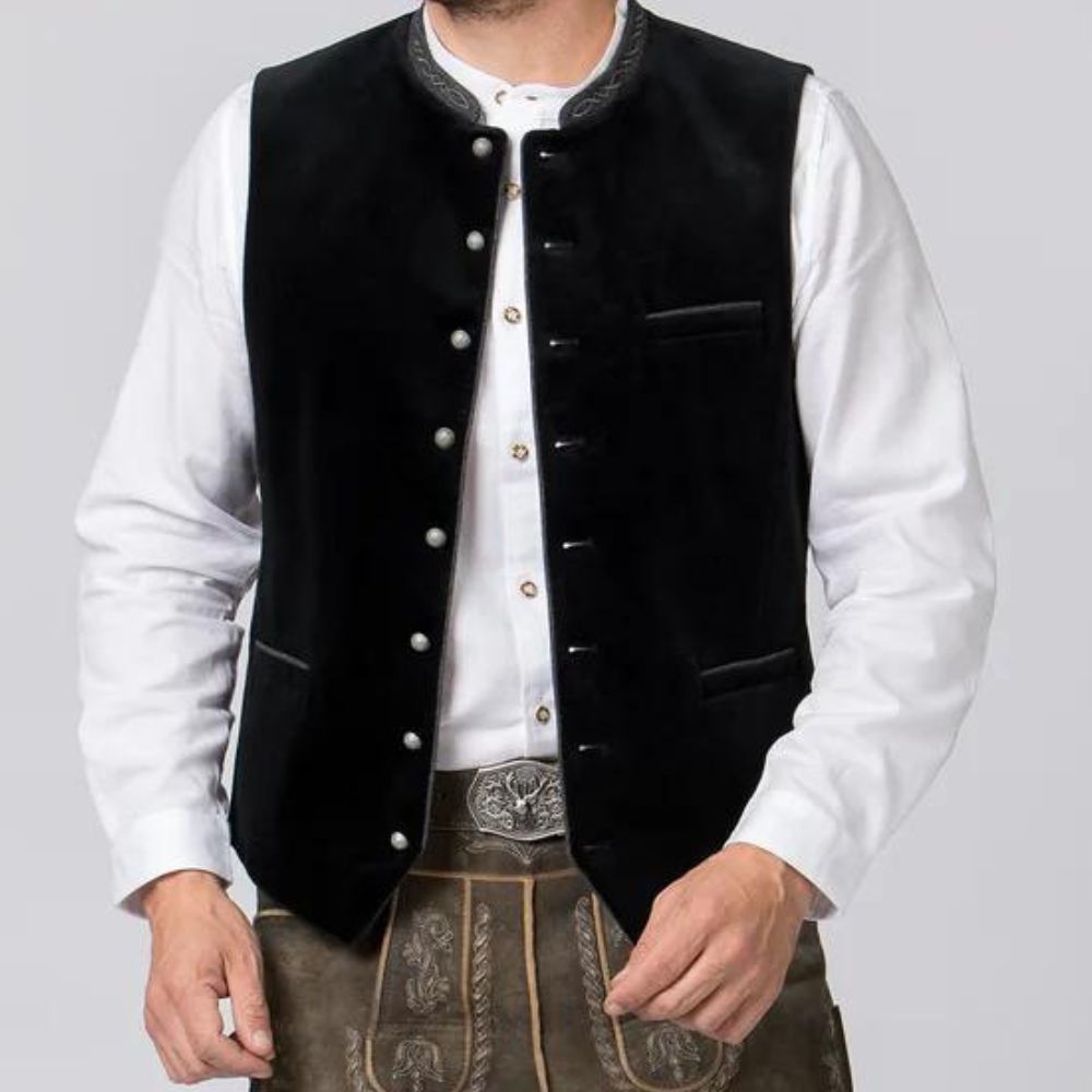 Black Velvet Oktoberfest Vest Mens