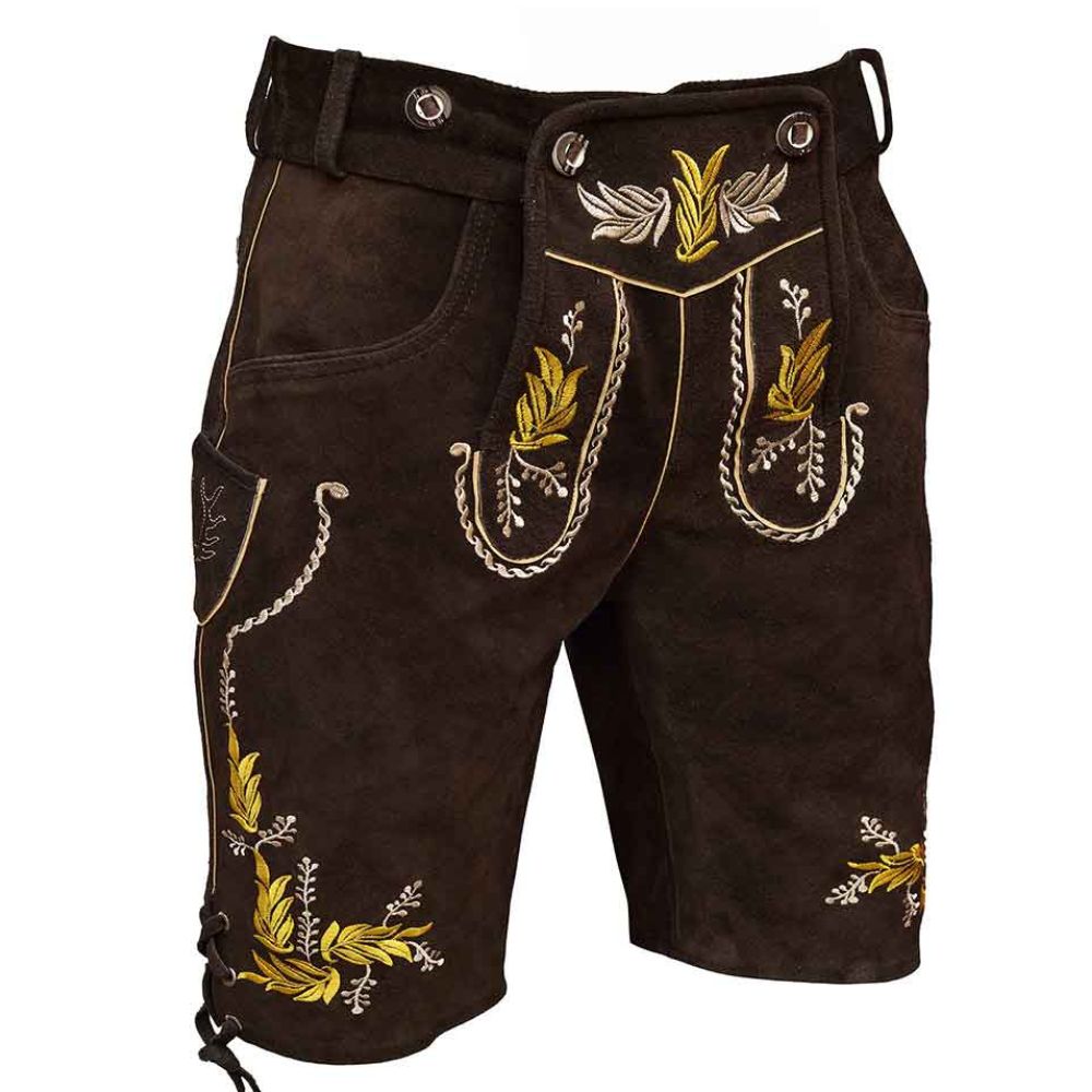 Bavarian Lederhosen Shorts Men in Dark Brown 2024