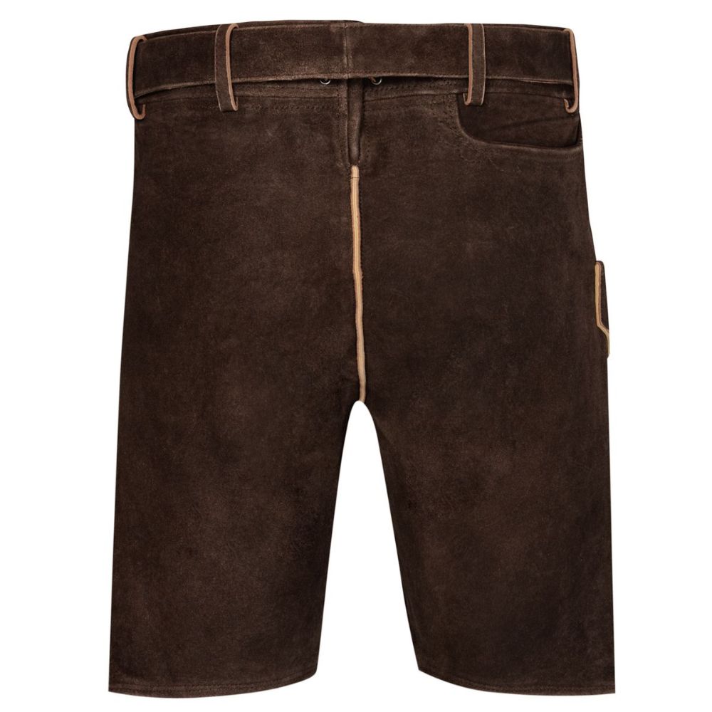 Traditional German Short Lederhosen Dark Brown with Belt