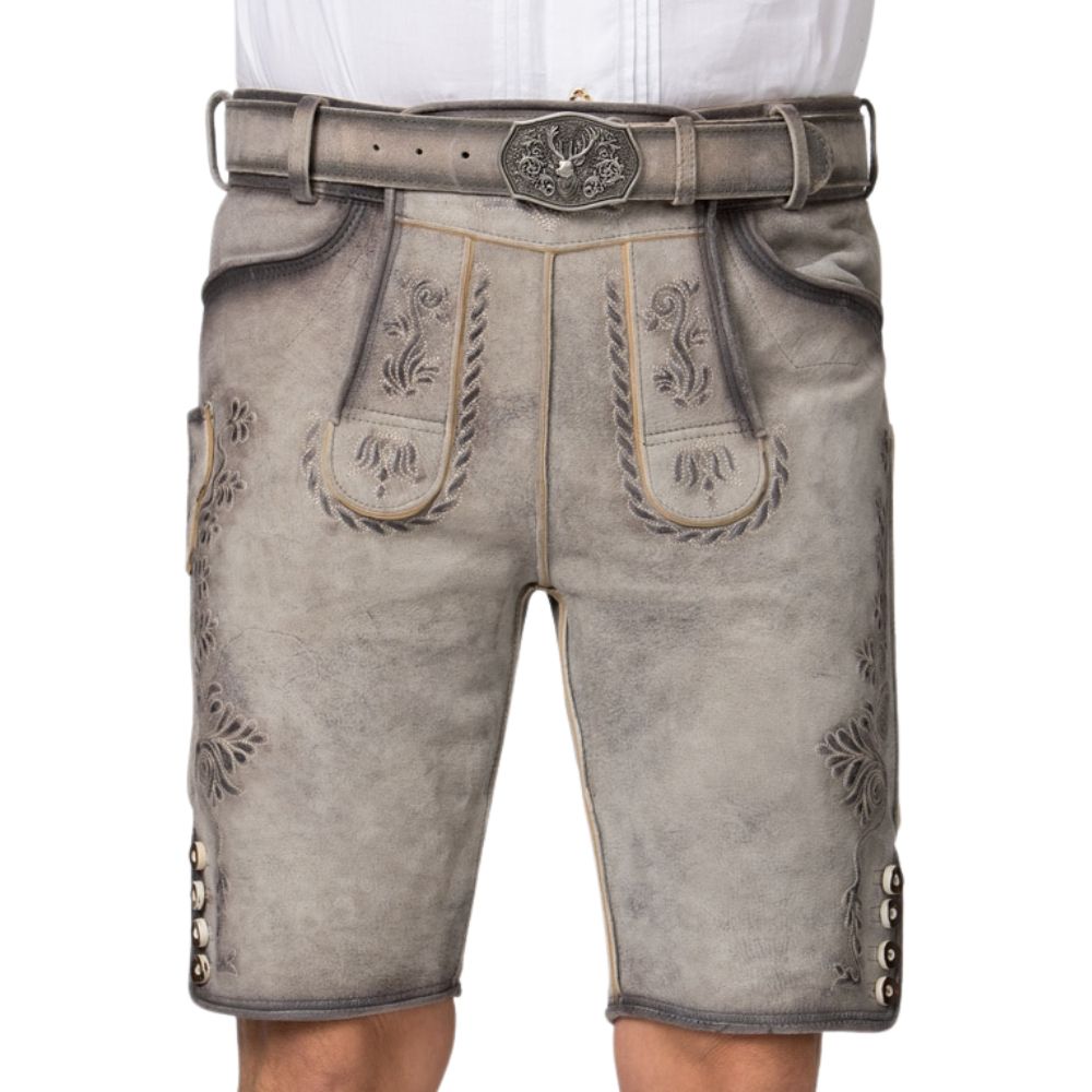 German Best Lederhosen Oliver Ash Grey For Sale