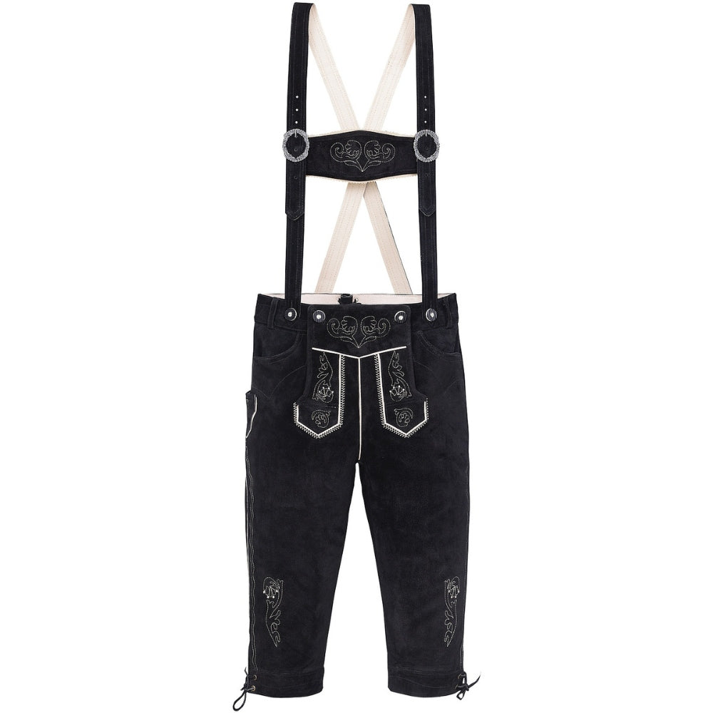 Traditional Lederhosen Knee Breeches Black