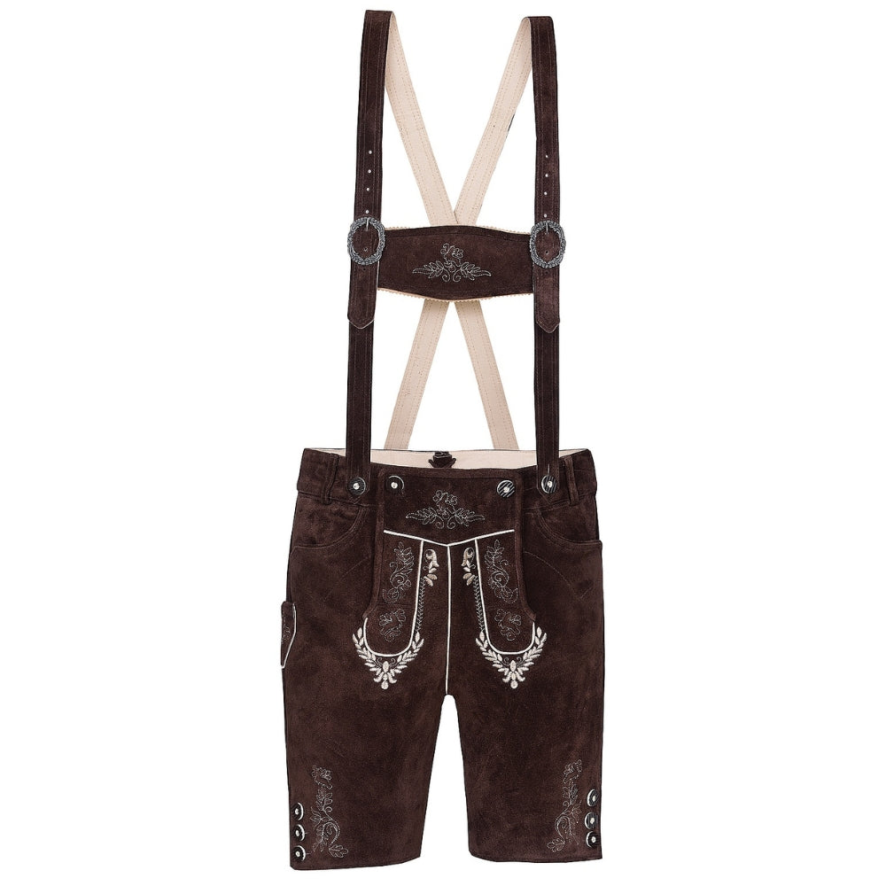 Short traditional lederhosen dark brown