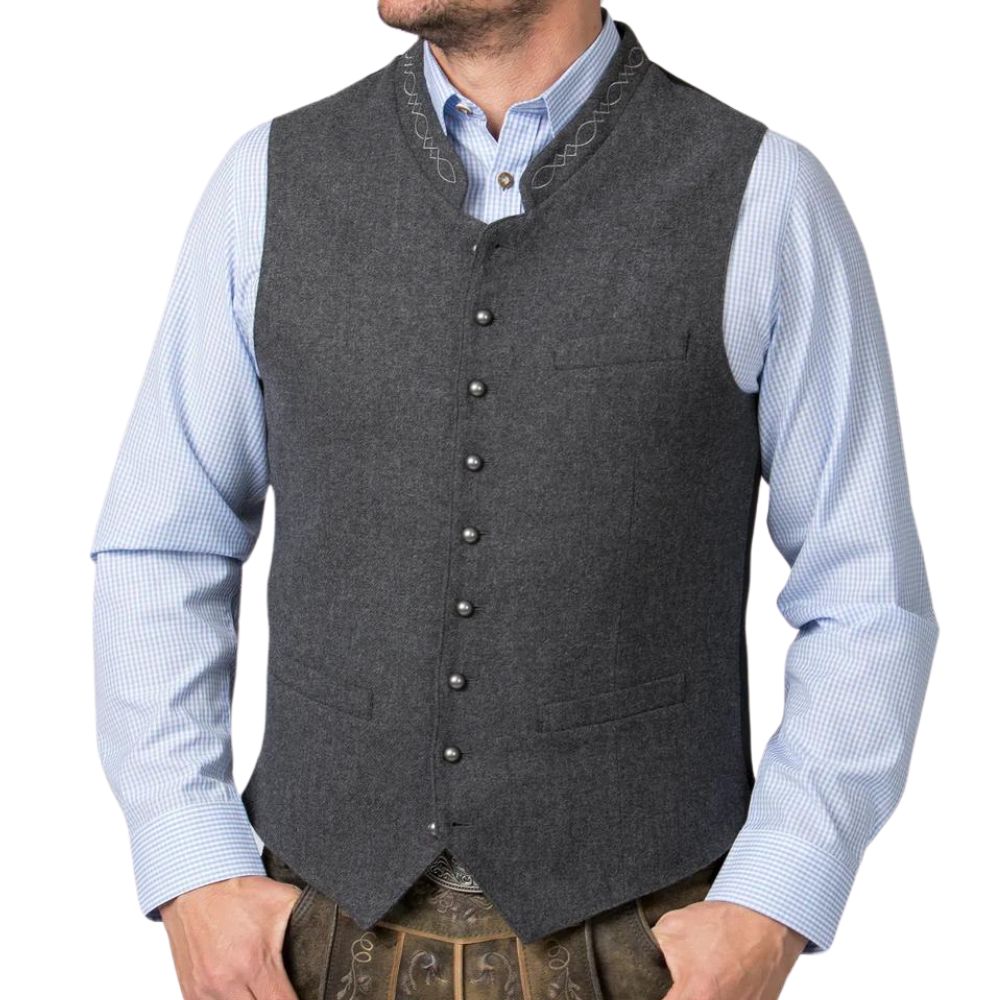 Oktober Style Men's German Gray Waistcoat