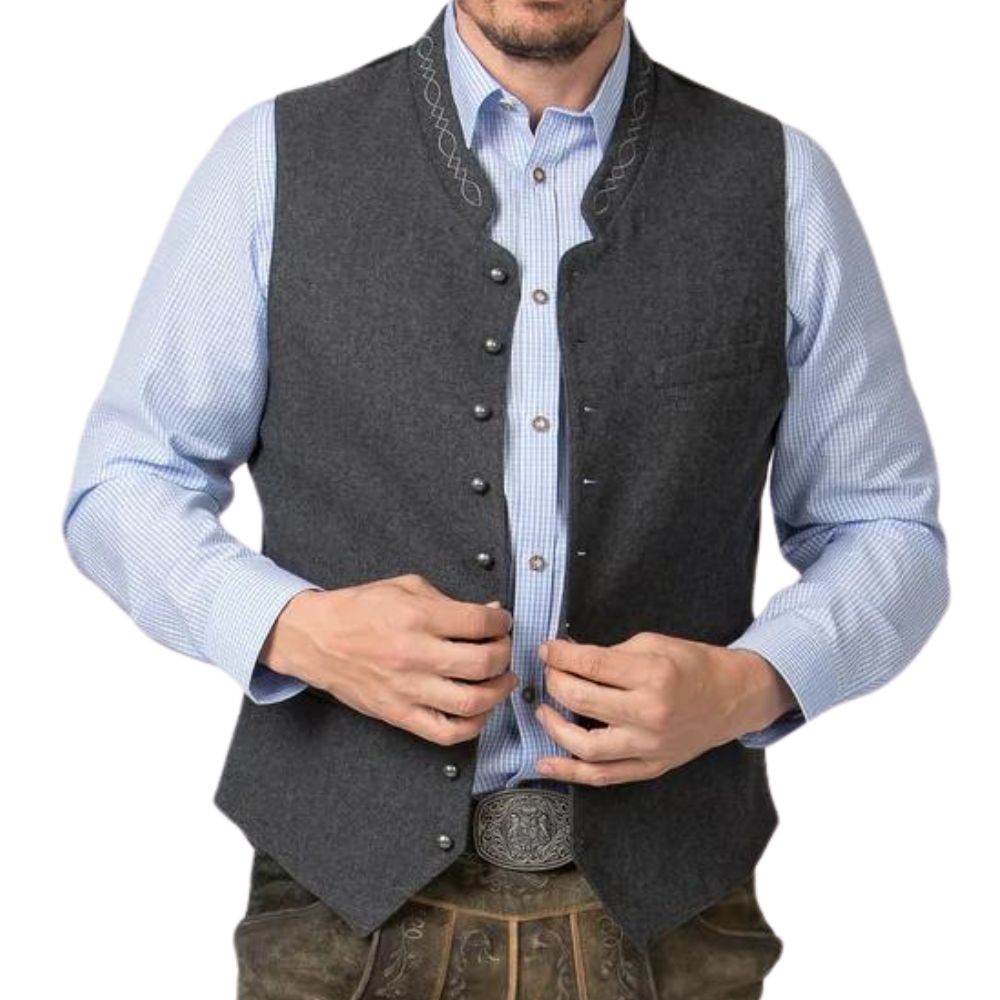 Oktober Style Men's German Gray Waistcoat