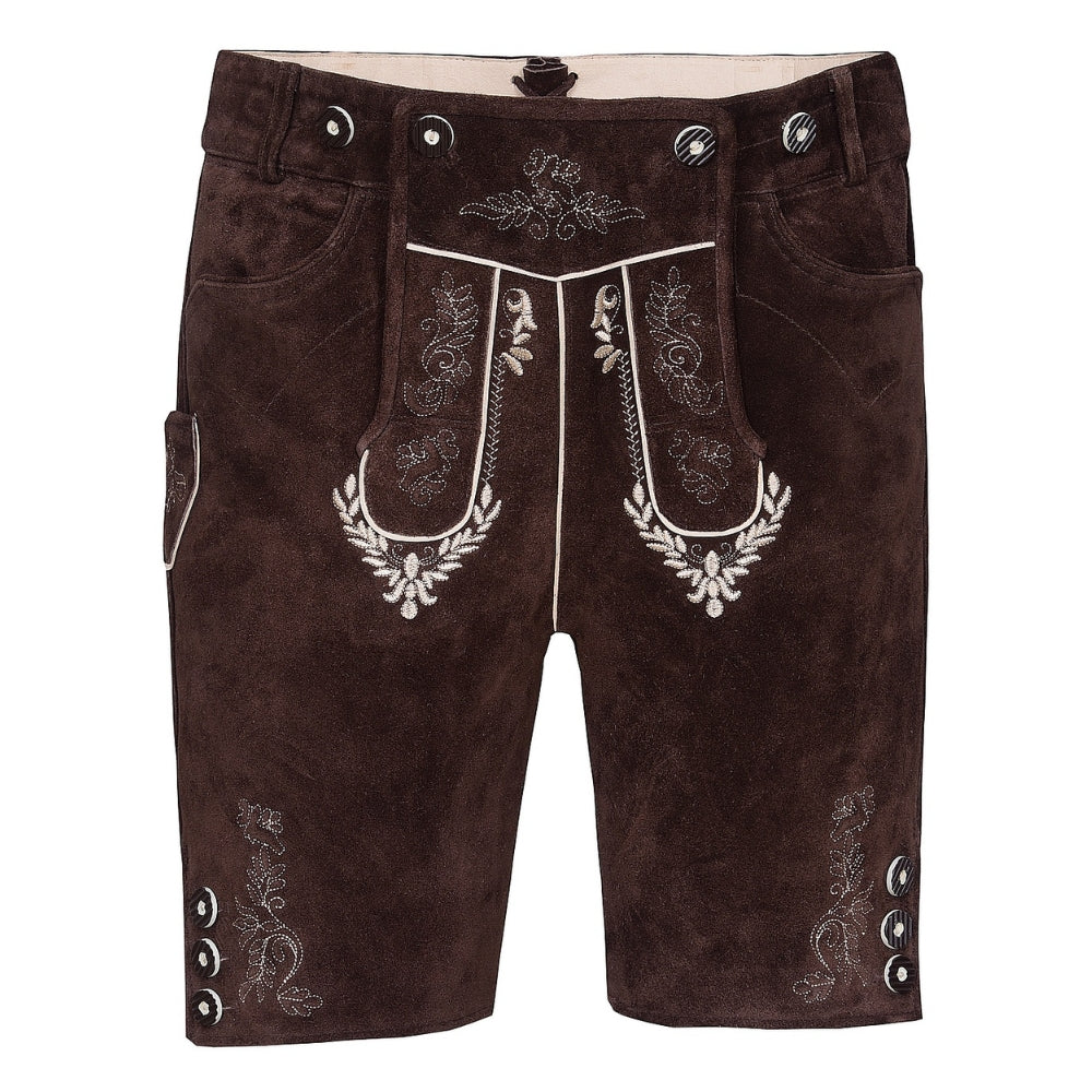 Short traditional lederhosen dark brown