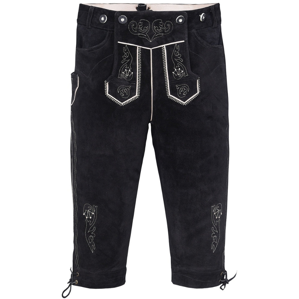 Traditional Lederhosen Knee Breeches Black