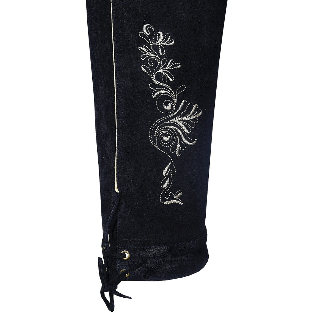 White Embroidered Bundhosen Black
